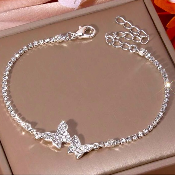 Cubic Zirconia Silver Butterfly Bracelet - Picture 1 of 7